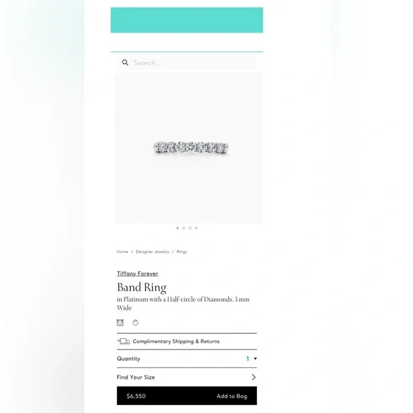 Tiffany & Co Platinum Forever Half-circle Diamond Ring - Picture 3 of 6